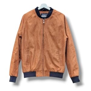 Tan Faux Suede Bomber Jacket